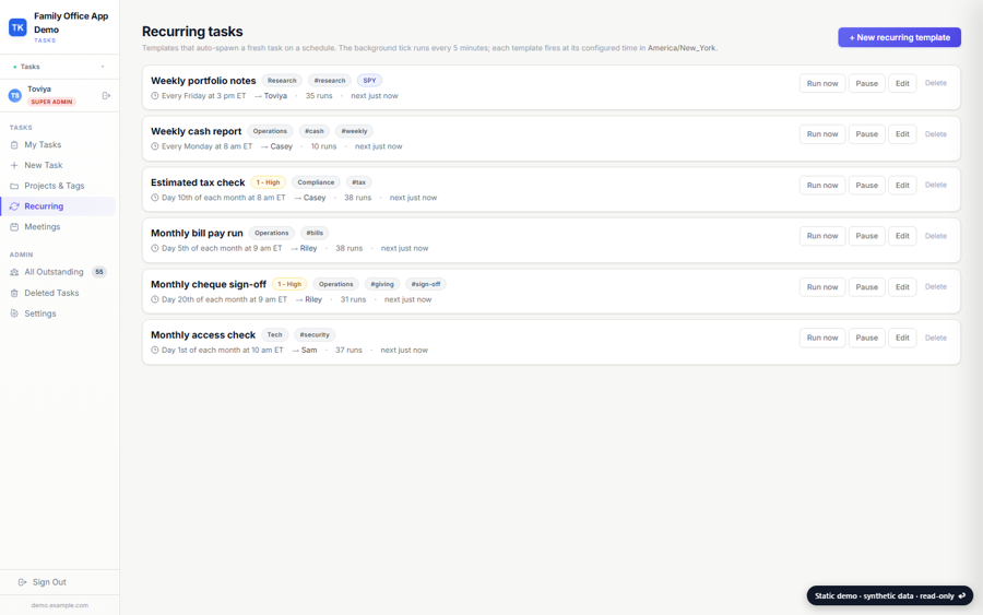 Recurring tasks